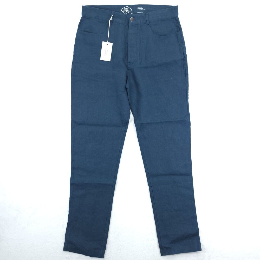 Alex Crane Feel Breezy Dark Blue Size 31x30 Linen Pants NWT